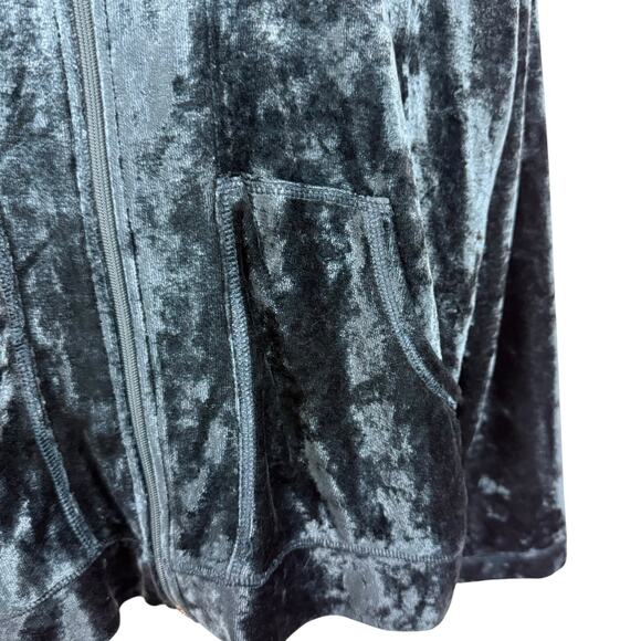 Spa by Chicos Womens Crushed Velvet Hooded Full Zip Jacket Loungewear sz 3 / XL - Picture 7 of 16